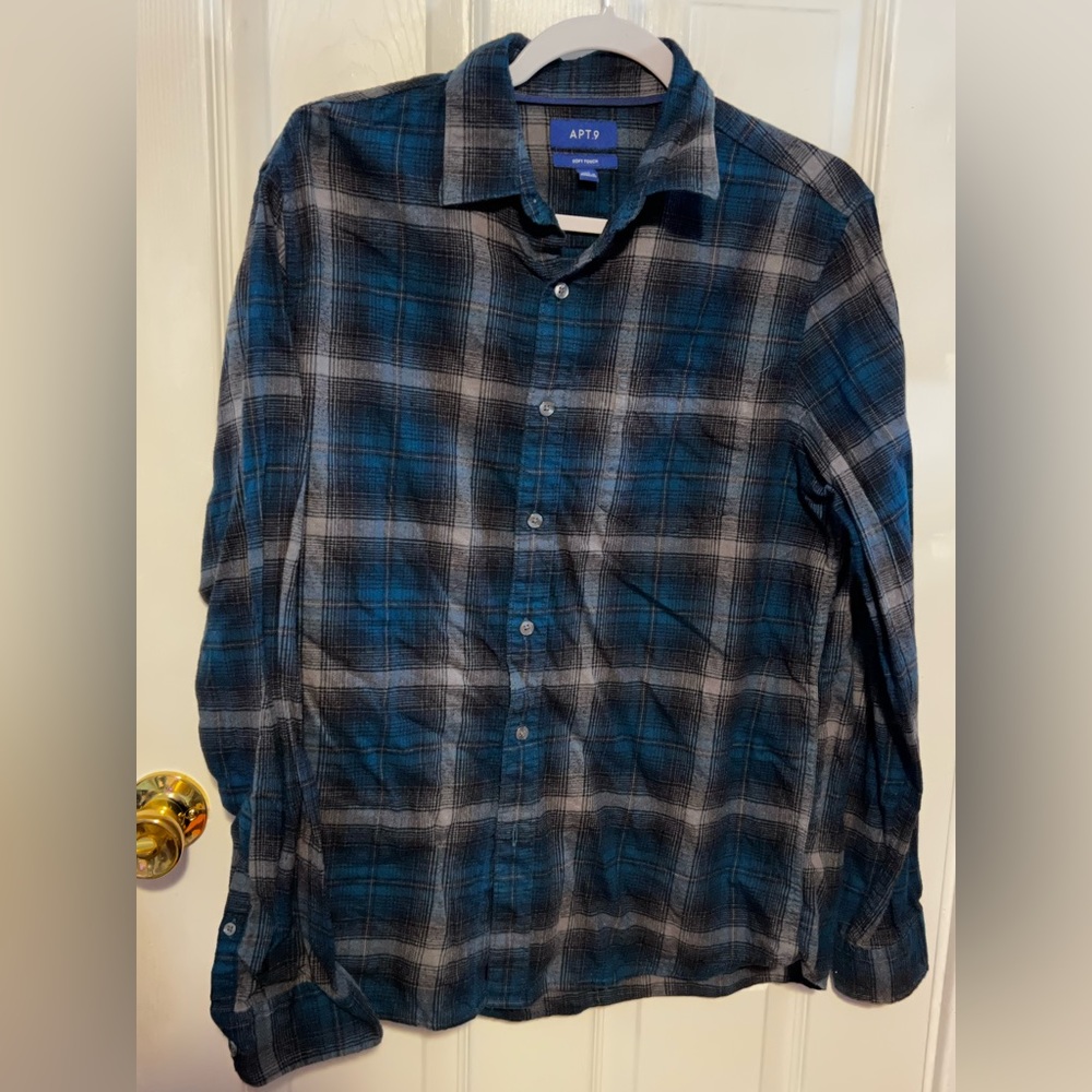 Apt. 9 Flannel Blue Black and White design medium